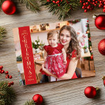 Frohe Weihnachten Rot 2 Fotos Familiengold Folien Feiertagspostkarte<br><div class="desc">Moderne Weihnachtspostkarte mit einem voll geblasenen,  individuellen Foto und einem roten,  vertikalen Overlay-Streifen auf der links,  der die Aufmerksamkeit auf den wirklichen Folientext "Frohe Weihnachten" zeichne. Auf der Rückseite der Postkarte können Sie ein weiteres Familienbild sowie Ihre eigene Grußbotschaft hinzufügen.</div>