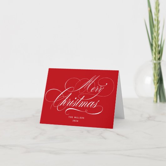 Frohe Weihnachten Rot Elegant Script (Vorderseite)