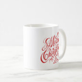 Frohe Weihnachten Rot Extravagant Cursive Typograf Kaffeetasse (VorderseiteRechts)