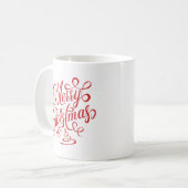 Frohe Weihnachten Rot Extravagant Cursive Typograf Kaffeetasse (Vorderseite Links)