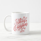 Frohe Weihnachten Rot Extravagant Cursive Typograf Kaffeetasse (Links)