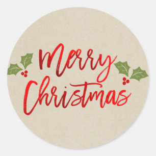 Frohe Weihnachten Rot Faux Folie Moderne Schrift K Runder Aufkleber