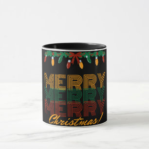 Frohe Weihnachten rot-gelbe Typografie Tasse