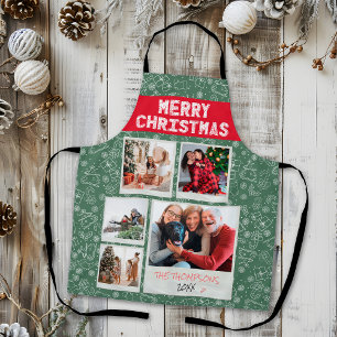 Frohe Weihnachten Rot Grün 5 Foto Familien Geschen Schürze