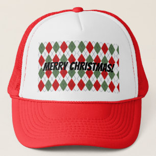 Frohe Weihnachten! Rot Grün Argyle Kariert Truckerkappe
