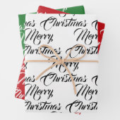 Frohe Weihnachten rot-grün, elegant Drehbuch Geschenkpapier Set (Beispiel)