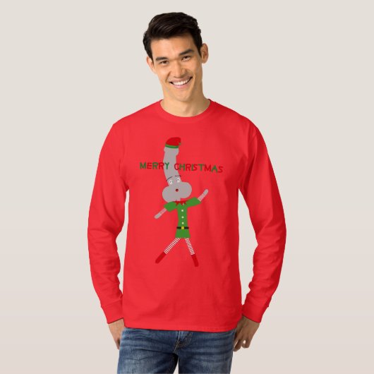 frohe Weihnachten Rot-Grün-Elf-T - Shirt (Vorne ganz)