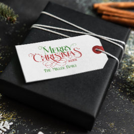 Frohe Weihnachten Rot Grün Festival Retro Typograf Geschenkanhänger