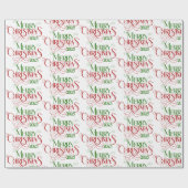 Frohe Weihnachten Rot Grün Festival Retro Typograf Geschenkpapier (Flach)