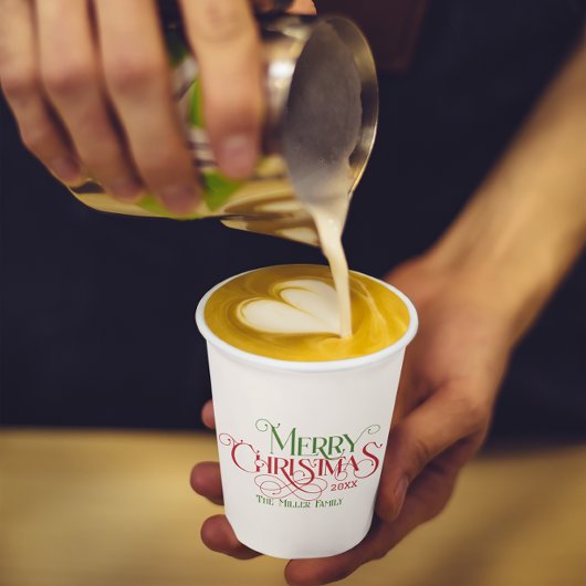 Frohe Weihnachten Rot Grün Festival Retro Typograf Pappbecher