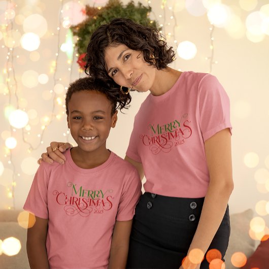 Frohe Weihnachten Rot Grün Festival Retro Typograf Tri-Blend Shirt