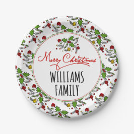 Frohe Weihnachten Rot-Grün-Heilige Beerenferien Pappteller