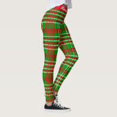 Frohe Weihnachten Rot & Grün Karierte Leggings (Rechts)