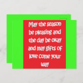 Frohe Weihnachten rot grün mit Gedicht Postkarte (Vorne/Hinten)