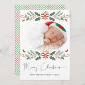 Frohe Weihnachten Rot Grün Modernes Foto (Vorne/Hinten)
