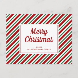 Frohe Weihnachten Rot Grün Streifen Muster Postkarte