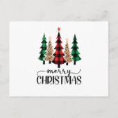 Frohe Weihnachten Rot Grün und Schwarz Karierte Bä Postkarte (Vorderseite)