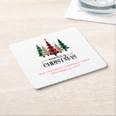 Frohe Weihnachten Rot Grün und Schwarz Karierte Bä Rechteckiger Pappuntersetzer (angewinkelt)