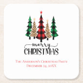Frohe Weihnachten Rot Grün und Schwarz Karierte Bä Rechteckiger Pappuntersetzer (Vorderseite)