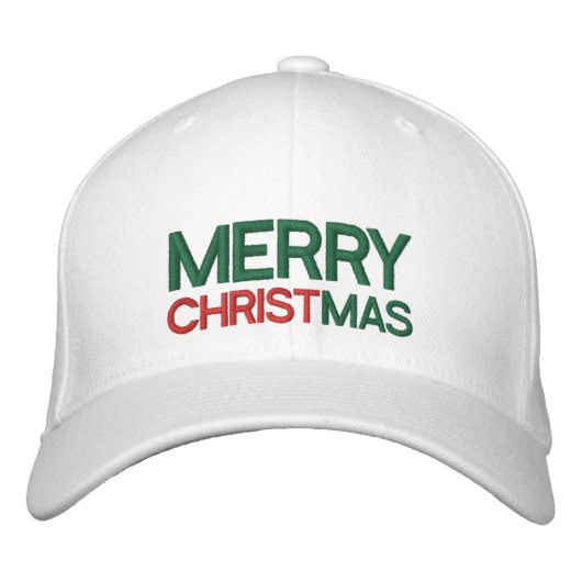 Frohe Weihnachten Rot Grün und Weiß Bestickte Baseballkappe (Vorderseite)