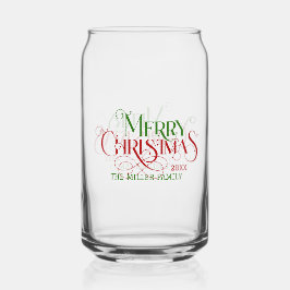 Frohe Weihnachten rot-grüne elegante Retro-Typogra Dosenglas