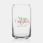 Frohe Weihnachten rot-grüne elegante Retro-Typogra Dosenglas (Rückseite)