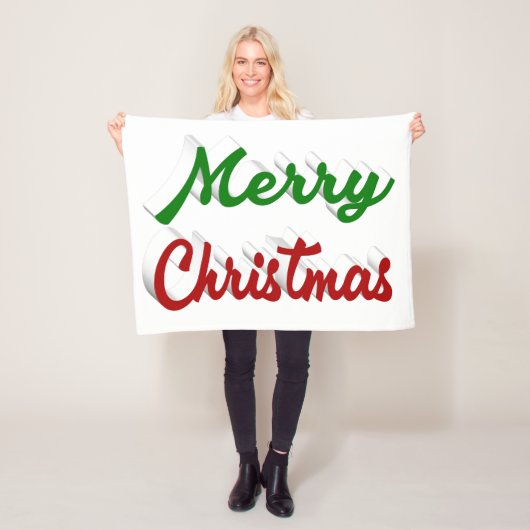 Frohe Weihnachten rot-grüne Schrift Fleecedecke (Beispiel)