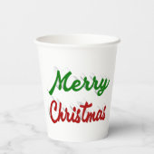 Frohe Weihnachten rot-grüne Schrift Pappbecher (Rückseite)