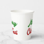 Frohe Weihnachten rot-grüne Schrift Pappbecher (Rechts)