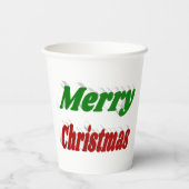Frohe Weihnachten rot-grüne Typografie Pappbecher (Rückseite)