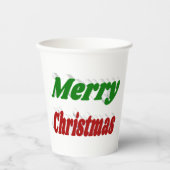 Frohe Weihnachten rot-grüne Typografie Pappbecher (Vorderseite)