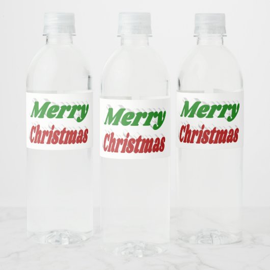 Frohe Weihnachten rot-grüne Typografie Wasserflaschenetikett (Flaschen)