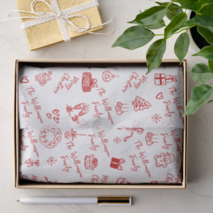 Frohe Weihnachten Rot Handgezeichnete Kritzeleien Seidenpapier