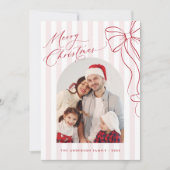 Frohe Weihnachten Rot Handgezeichnete Schleife (Vorderseite)