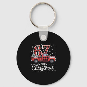 Frohe Weihnachten Rot kariert Lastwagen 67 Weihnac Schlüsselanhänger