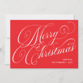 Frohe Weihnachten | Rot mit Kalligrafie und Foto (Vorderseite)