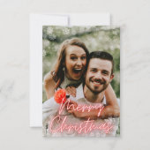 Frohe Weihnachten Rot-Neon-Script-Foto Karte (Vorderseite)