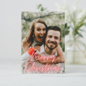 Frohe Weihnachten Rot-Neon-Script-Foto Karte (Stehend Vorderseite)