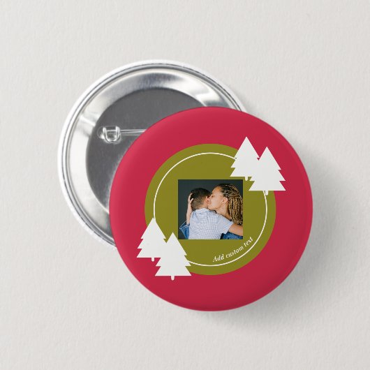 Frohe Weihnachten Rot personalisierbare Foto Gesch Button (Vorne & Hinten)