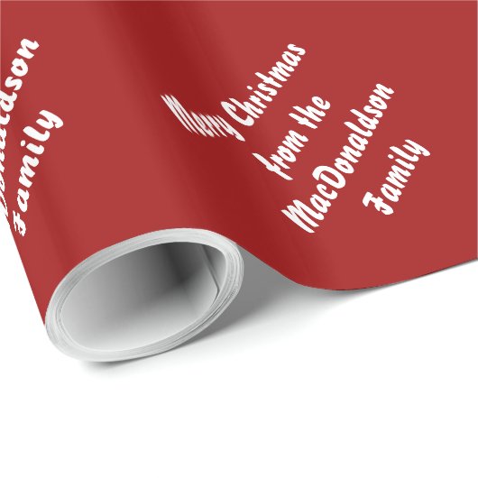 Frohe Weihnachten rot personalisiert Geschenkpapier (Rolleneckpunkt)