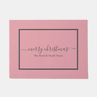 Frohe Weihnachten rot Rosa Familienname Doormat