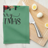 Frohe Weihnachten Rot Schwarz Buffalo Karierter Ba Geschirrtuch (Viertel Falte)