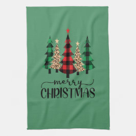 Frohe Weihnachten Rot Schwarz Buffalo Karierter Ba Geschirrtuch