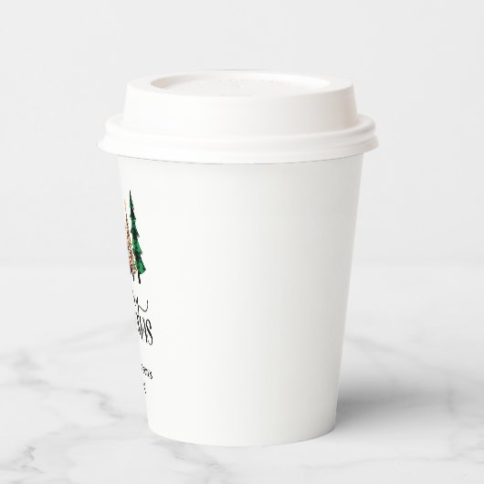 Frohe Weihnachten Rot Schwarz Buffalo Karierter Ba Pappbecher (Links)