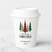 Frohe Weihnachten Rot Schwarz Buffalo Karierter Ba Pappbecher (Vorderseite)