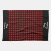 Frohe Weihnachten Rot-Schwarz-Buffalo-Karo Geschirrtuch (Horizontal)