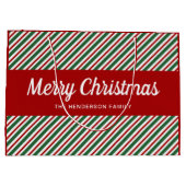 Frohe Weihnachten Rot Streifen Muster Große Gi Geschenktüte (Rückseite)