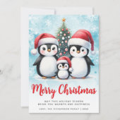 Frohe Weihnachten Rot und Blau Niedlich Pinguin Fa (Vorderseite)