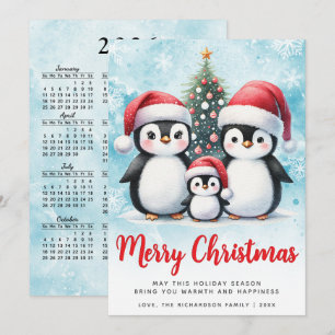 Frohe Weihnachten Rot und Blau Niedlich Pinguin Fa