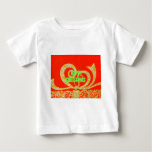 Frohe Weihnachten Rot und Gold Baby T-shirt